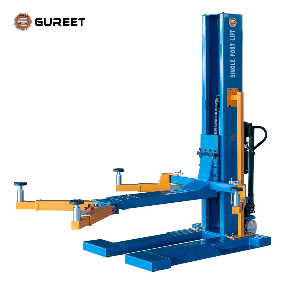 Manual Lock Single Post Portable Car Lift 6400 lb 71 in Height