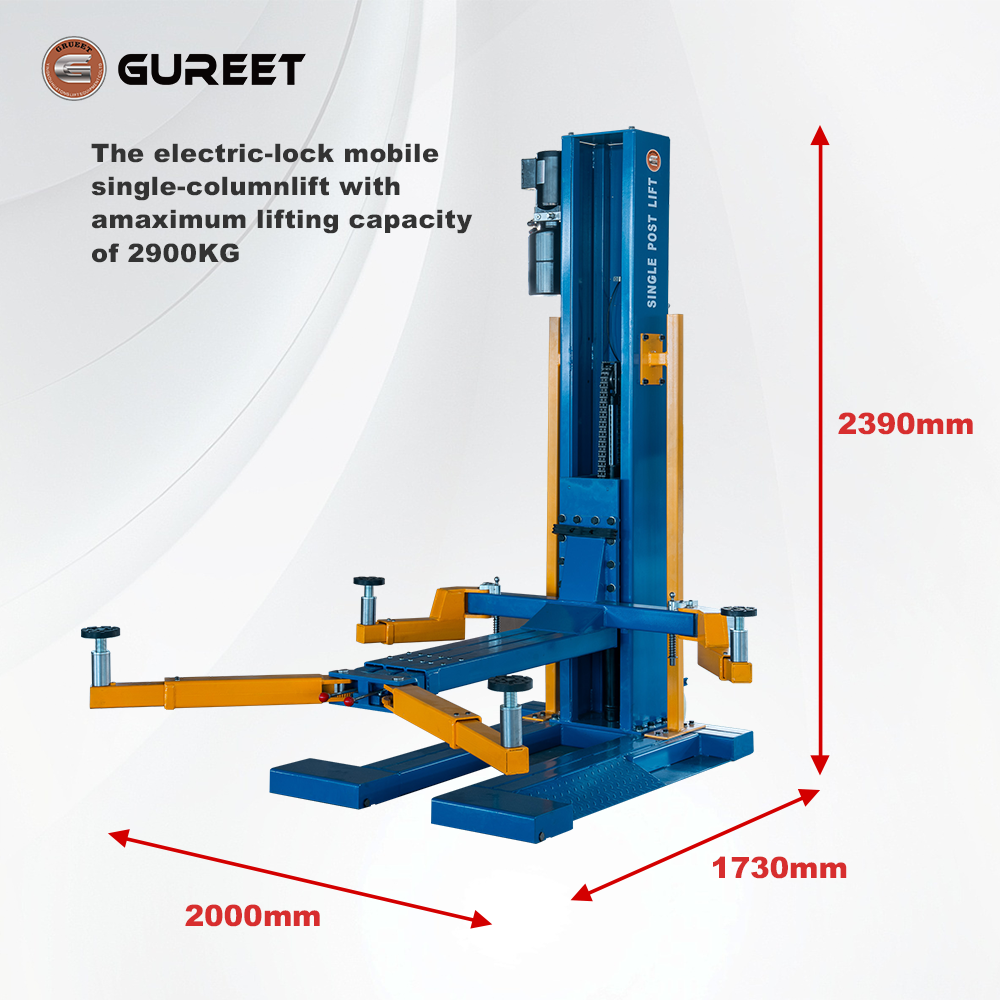 2900KG Single Post Mobile Car Lift with Electric Unlocking